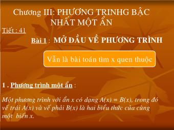 Tiết 41 - Bài 1: Mở đầu về phương trình