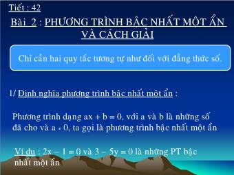 Tiết 42 - Bài 2: Phương trình bậc nhất một ẩn và cách giải