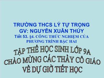 Tiết 53 - Bài 4. Công thức nghiệm của phương trình bậc hai