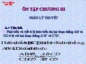 Tiết 53: Ôn tập chương III