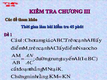 Tiết 54: Kiểm tra chương III