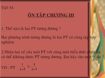 Tiết 54: Ôn tập chương III