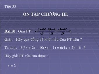 Tiết 55: Ôn tập chương III