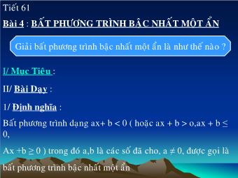 Tiết 61 - Bài 4: Bất phương trình bậc nhất một ẩn