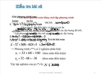 Tiết 62: Giải bài toán bằng cách lập phương trình