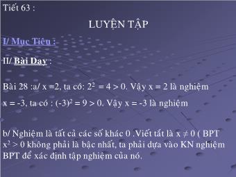 Tiết 63: Luyện tập