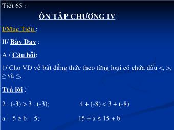 Tiết 65: Ôn tập chương IV