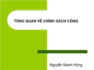 Tổng quan về chính sách công - Nguyễn Mạnh Hùng
