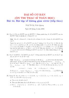 Bài 14: Bài tập về không gian véctơ (tiếp theo) - Mỵ Vinh Quang