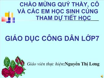 Bài 16 - Tiết 27: Quyền tự do tín ngưỡng và tôn giáo (tiết 1) - Nguyễn Thị Lương
