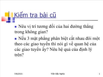 Bài 3: Đường thẳng và mặt phẳng song song - Trần Đắc Nghĩa