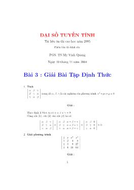 Bài 3: Giải bài tập định thức - Mỵ Vinh Quang