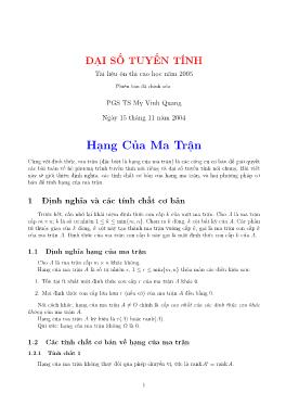 Bài 4: Hạng của ma trận - Mỵ Vinh Quang