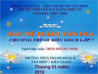 Bài giảng Bảo vệ di sản văn hóa - Trần Hoàng Ninh