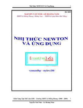 Bài giảng Nhị thức Newton và ứng dụng - Nguyễn Văn Năm