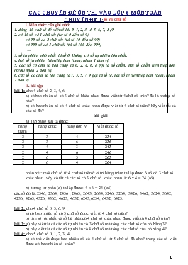 Các chuyên đề ôn thi vào Lớp 6 môn Toán