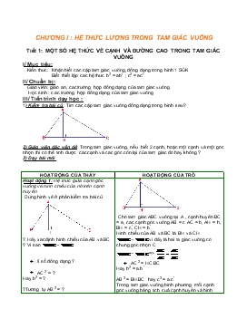 Chương I: Hệ thức lượng trong tam giác vuông
