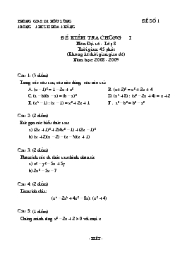 Đề kiểm tra chương I môn Đại số - Lớp 8