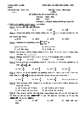 Đề kiểm tra ôn thi tuyển 10 Năm học: 2005 – 2006 Môn: Toán