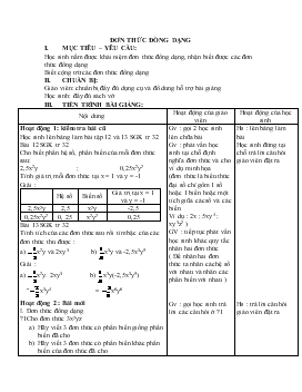 Đơn thức đồng dạng