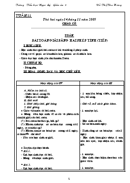 Giáo án Lớp 3 Tuần 11, 12 - Đỗ Thị Thu Hương