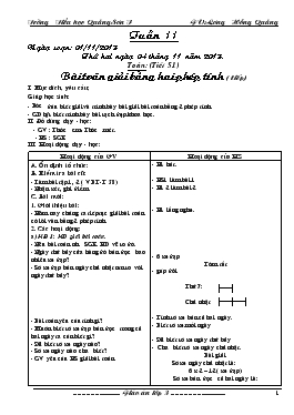 Giáo án Lớp 3 Tuần 11 - Lương Hồng Quảng