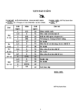 Giáo án Lớp 4 Tuần 15 - Đỗ Thị Xuân Cúc