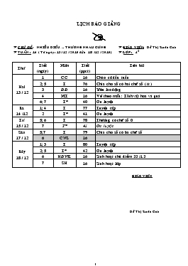 Giáo án Lớp 4 Tuần 16 - Đỗ Thị Xuân Cúc