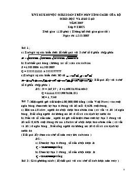 Kỳ thi khu vực giải toán trên máy tính casio Năm 2007 Lớp 9