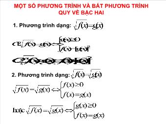 Một số phương trình và bất phương trình quy về bậc hai