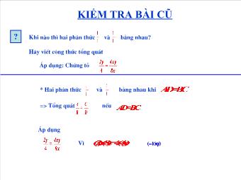 Tiết 23: Tính chất cơ bản của phân thức