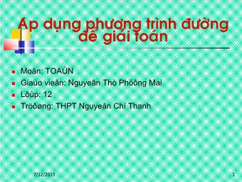 Ap dụng phương trình đường để giải toán - Nguyễn Thị Phương Mai