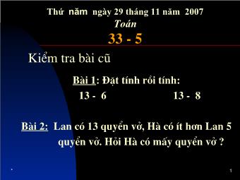 Bài giảng Toán: 33 - 5