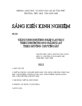 Đề tài Vận dụng phương pháp dạy học theo nhóm trong giảng dạy theo hướng chuyên sâu