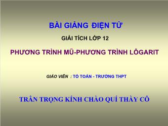 Phương trình mũ và lôgarit