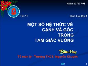 Tiết 11: Một số hệ thức về cạnh và góc trong tam giác vuông - Bửu Hay