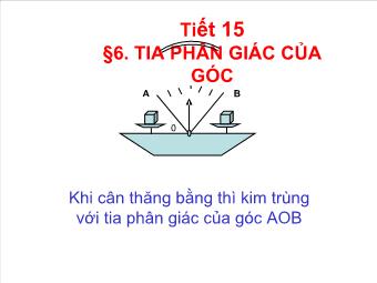 Tiết 15 - Bài 6. Tia phân giác của góc