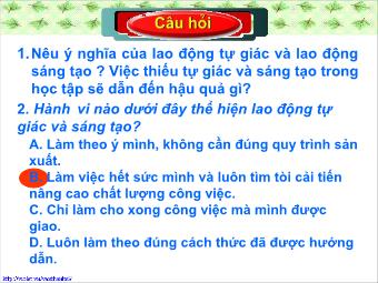 Bài giảng Bài 12- Tiết 1: Quyền và nghĩa vụ của công dân trong gia đình (tiếp)