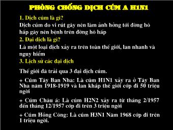 Bài giảng Phòng chống dịch cúm a h1n1