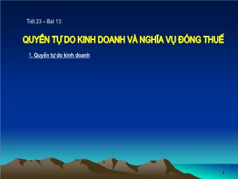 Bài giảng Tiết 23 - Bài 13: Quyền tự do kinh doanh và nghĩa vụ đóng thuế (tiếp theo)