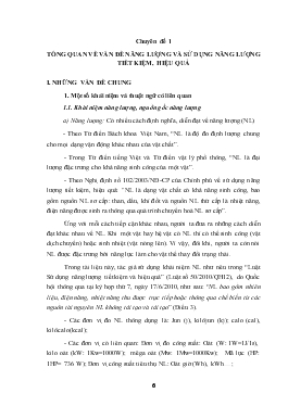 Chuyên đề 1 Tổng quan về vấn đề năng lượng và sử dụng năng lượng tiết kiệm, hiệu quả