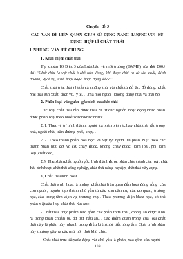 Chuyên đề 5 các vấn đề liên quan giữa sử dụng năng lượng với sử dụng hợp lí chất thải