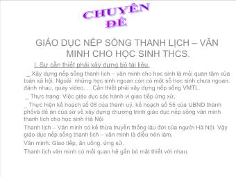 Chuyên đề Giáo dục nếp sống thanh lịch – văn minh cho học sinh trung học cơ sở