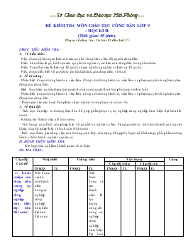 Đề kiểm tra môn giáo dục công dân lớp 9 - Học kì II  (thời gian: 45 phút)