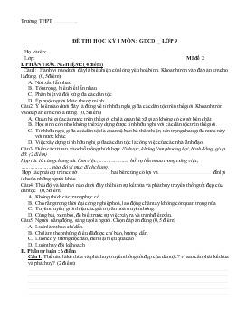 Đề thi học kỳ I môn : giáo dục công dân lớp 9