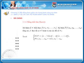 Bài giảng Đồng nhất thức Hurwitz