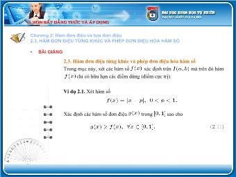 Bài giảng Hàm đơn điệu từng khúc và phép đơn điệu hóa hàm số (tiếp)