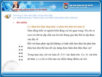 Bài giảng Hàm đơn điệu từng khúc và phép đơn điệu hóa hàm số