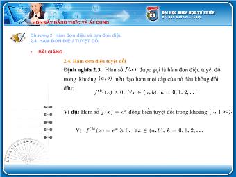 Bài giảng Hàm đơn điệu tuyệt đối (tiếp)