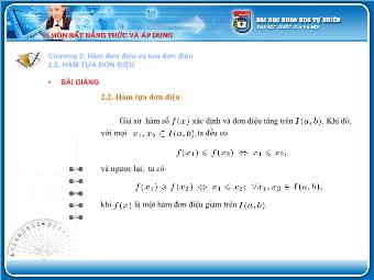 Bài giảng Hàm tựa đơn điệu (tiếp)